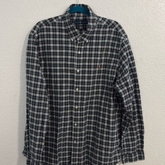 Ralph Lauren-Mens blue and green plaid long sleeve button up-classic fit-SizeXXL - Picture 1 of 7